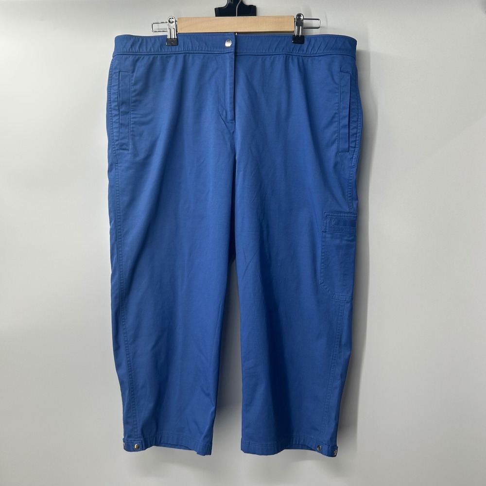 Zenergy by Chicos Blue Crop Cargo Pants Womens Size 3 Large Cotton Blend Stretch